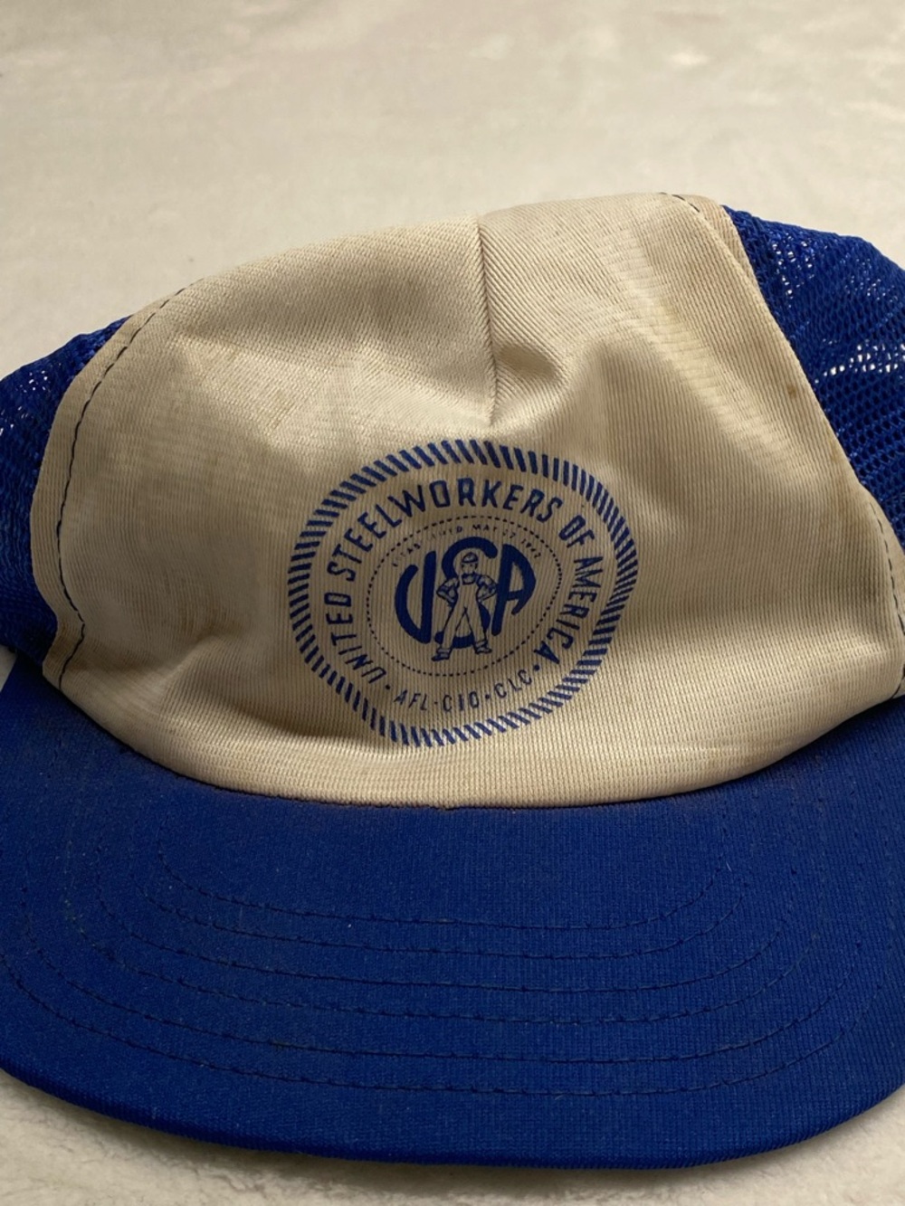vintage United Steelworkers of America (USWA) trucker-style snapback Hat